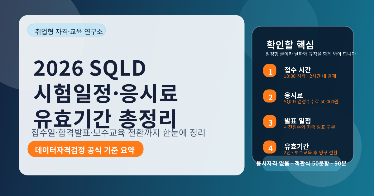 2026 SQLD 시험일정·응시료·유효기간 총정리