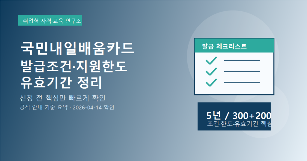 국민내일배움카드 발급 조건·지원한도·유효기간 구조 정리: 2026 신청 전에 먼저 볼 핵심