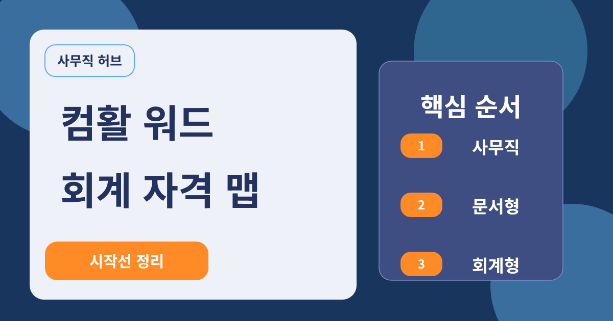 사무직 취업 자격 허브 컴활 워드 전산회계운용사