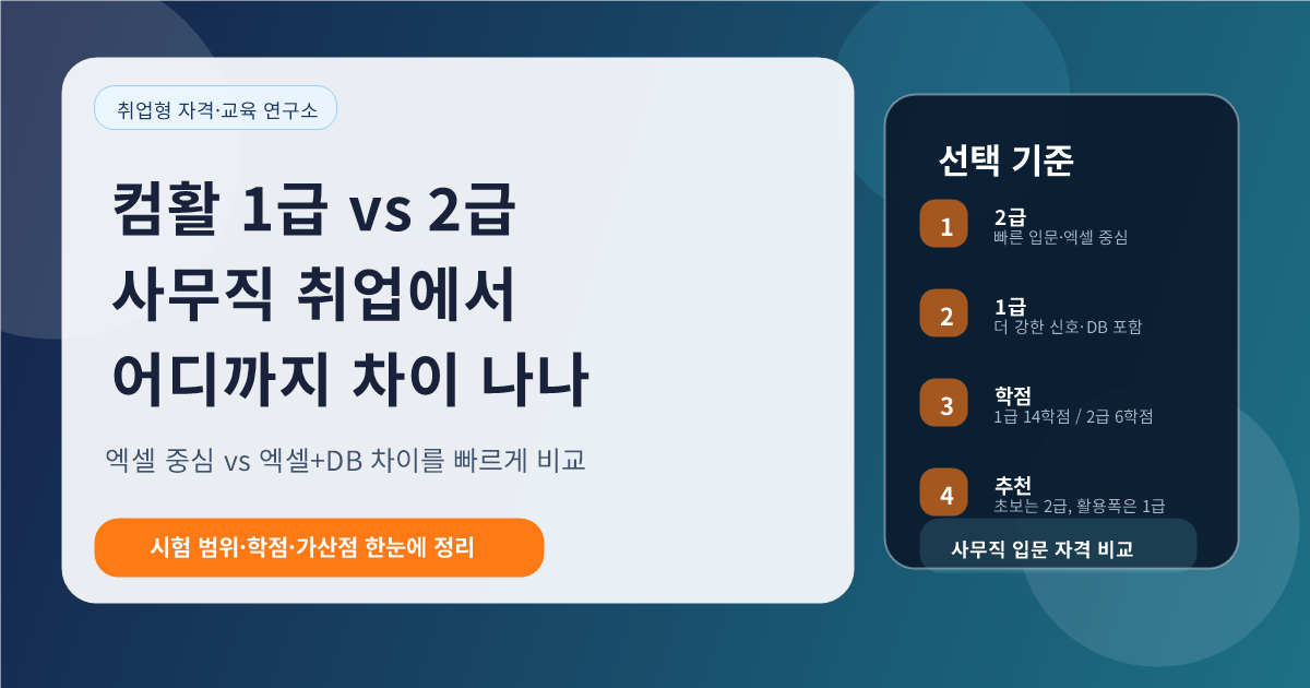 컴활 1급 vs 2급 사무직 취업에서 어디까지 차이 나나