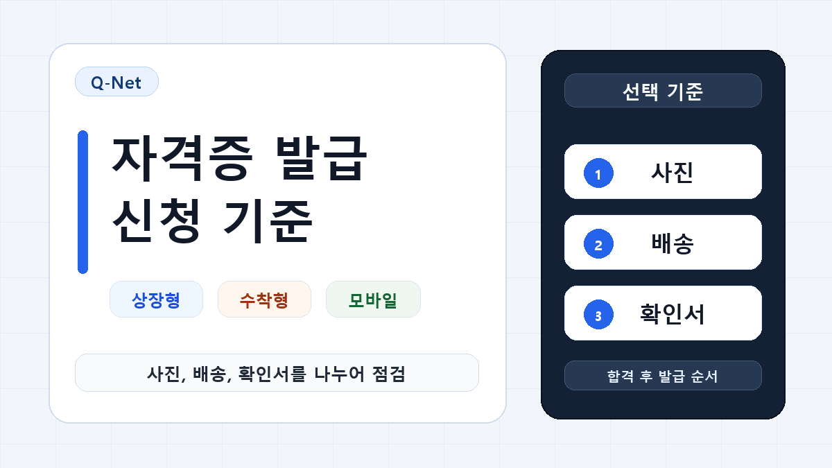 큐넷 자격증 발급 신청, 상장형 수첩형 모바일 차이와 배송 기준