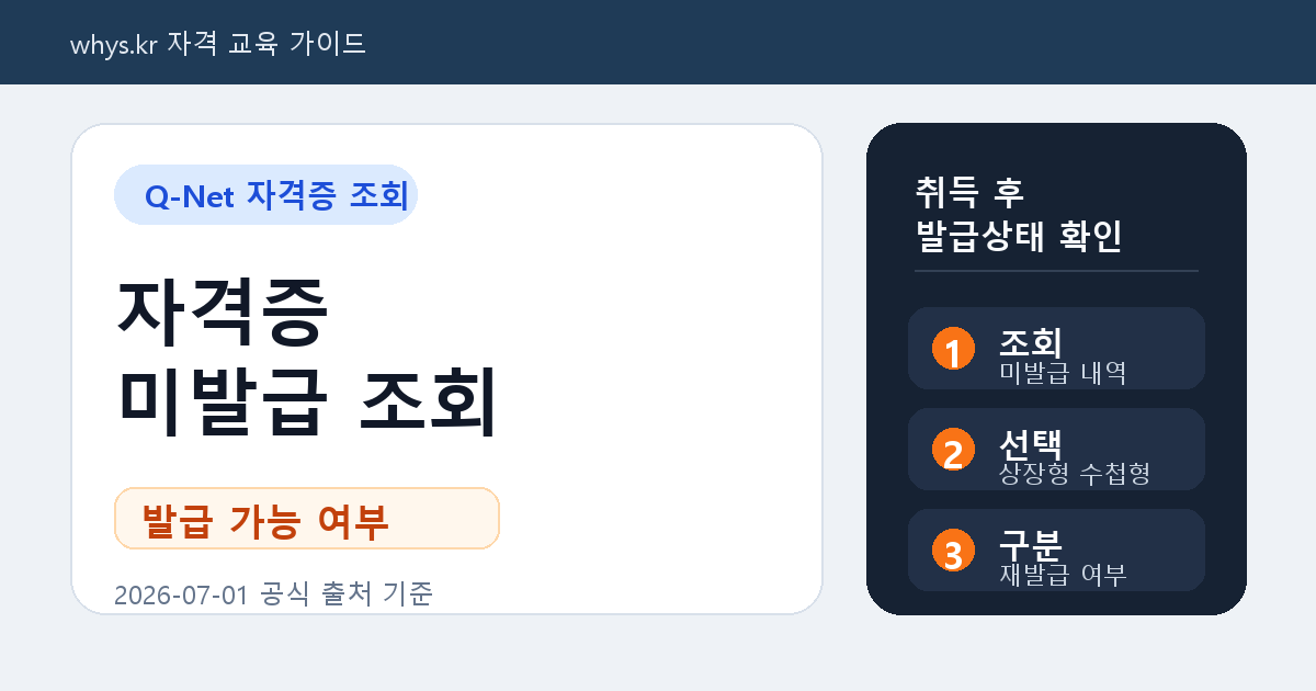 큐넷 자격증 미발급 조회, 취득 후 발급 가능 여부 보는 기준