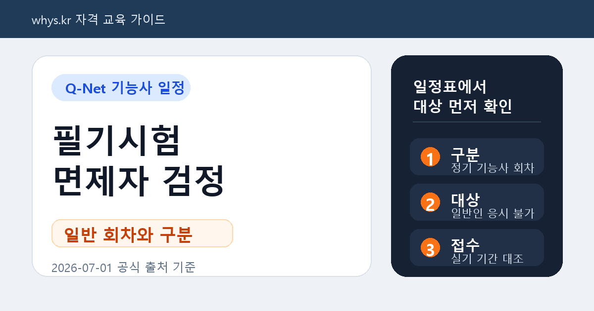큐넷 필기시험 면제자 검정, 일반 수험생이 기능사 일정에서 구분할 기준