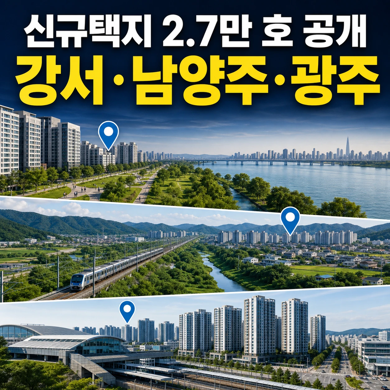 수도권 신규택지 2만7천 호가 공개된 서울 강서 남양주 와부 경기 광주 위치 카드뉴스