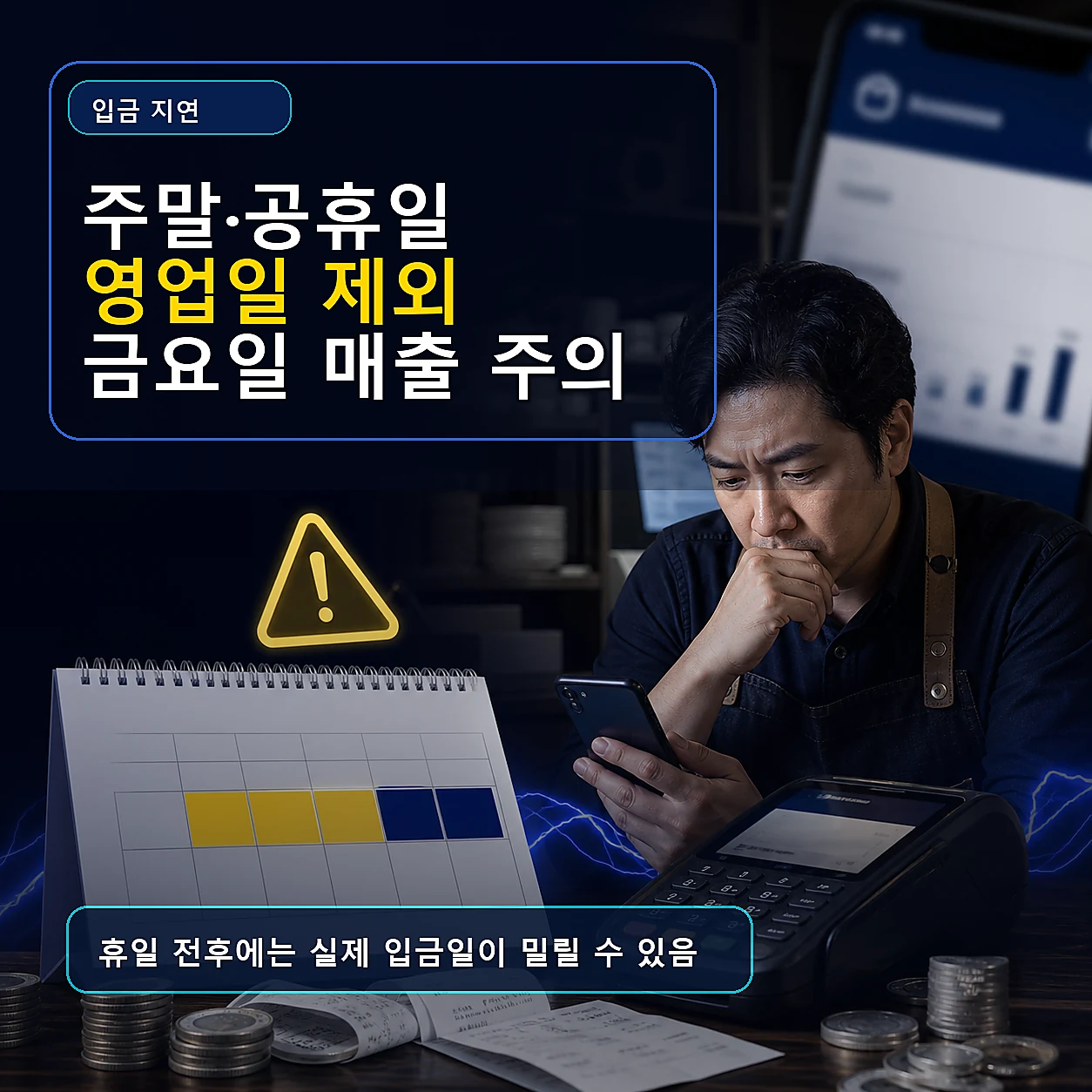 카드매출 입금 지연 주말 공휴일 영업일 제외 금요일 매출 카드뉴스