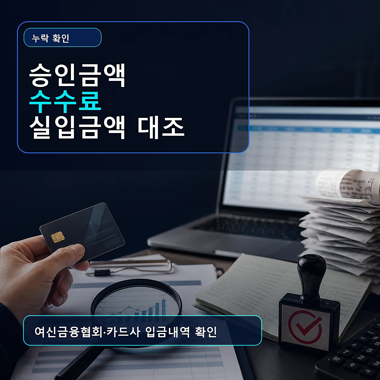카드매출 승인금액 수수료 실입금액 대조 여신금융협회 카드사 입금내역 확인 카드뉴스