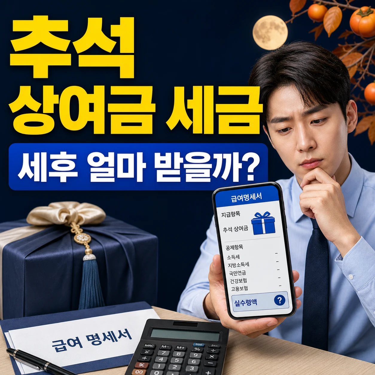 2026 추석 상여금 세금 계산｜명절상여금 세후 얼마·원천징수 간이세액표 체크
