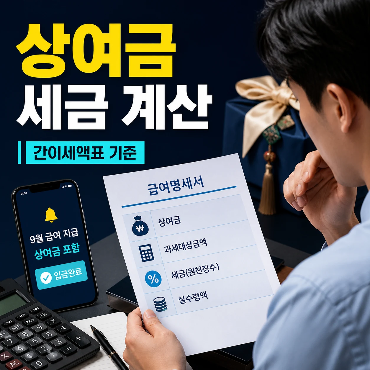 상여금 세금 계산과 근로소득 간이세액표 기준 카드뉴스