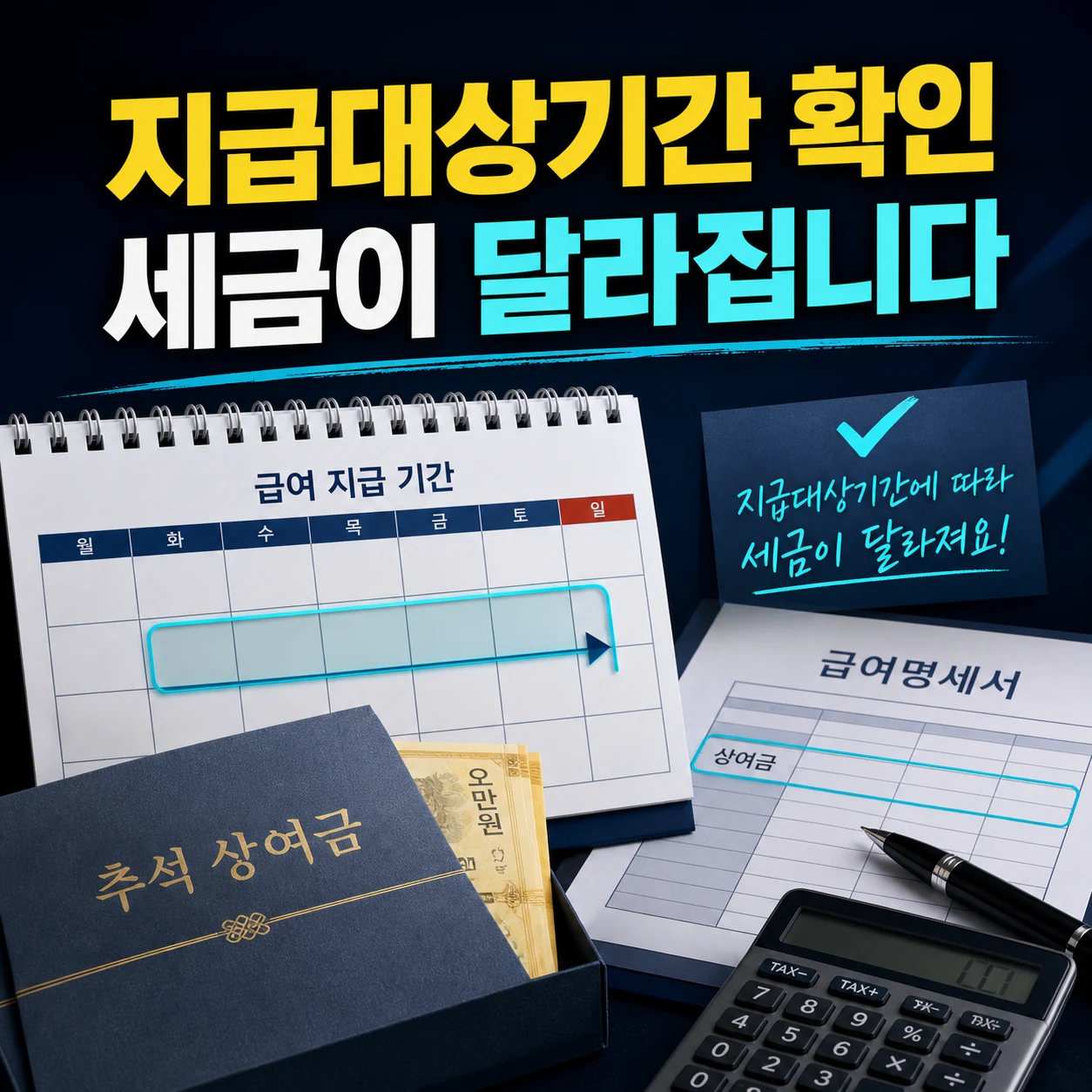 추석 상여금 지급대상기간 확인과 세금 차이 카드뉴스