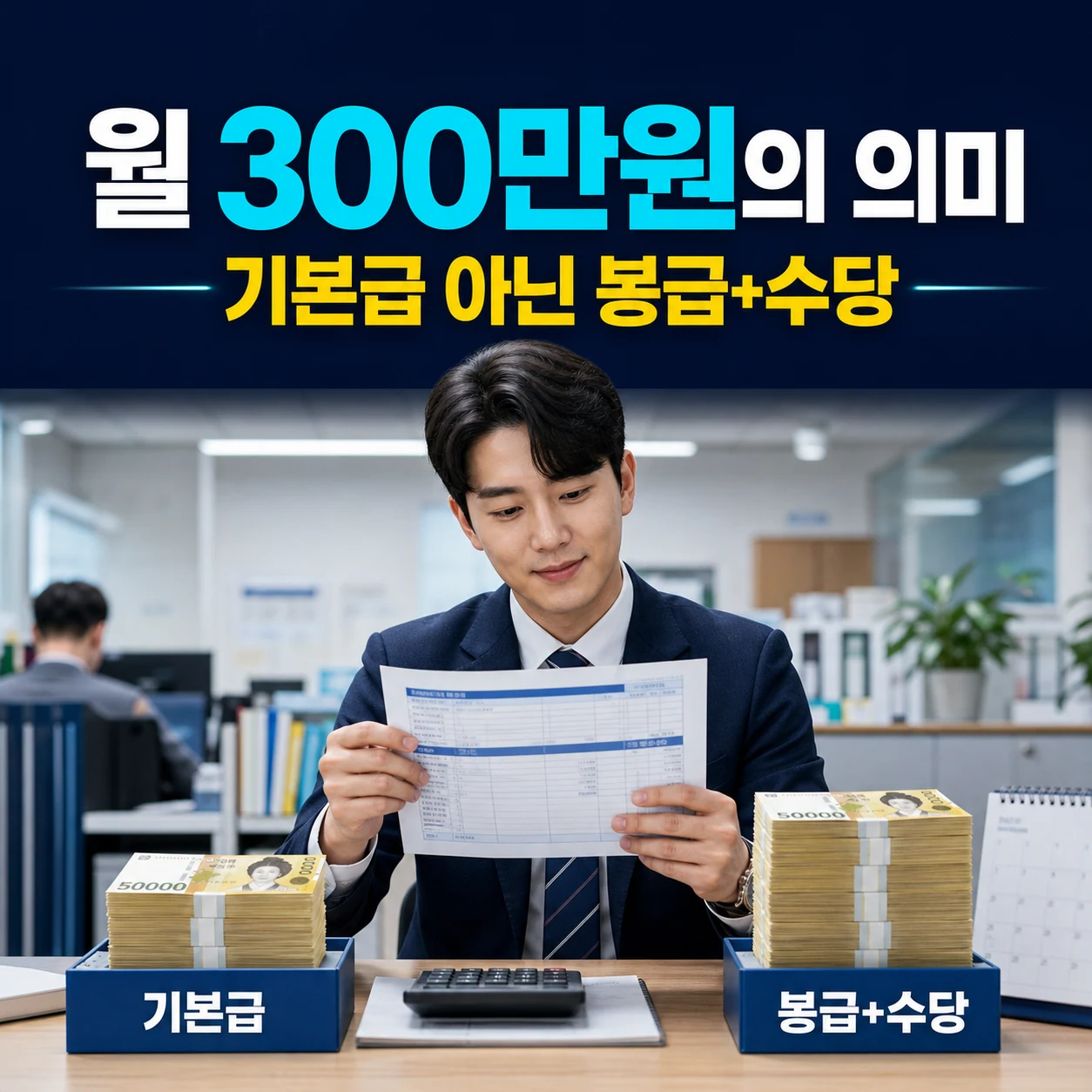 2027년 9급 공무원 초임 월 300만원이 기본급이 아닌 봉급과 수당 합계라는 설명 카드뉴스