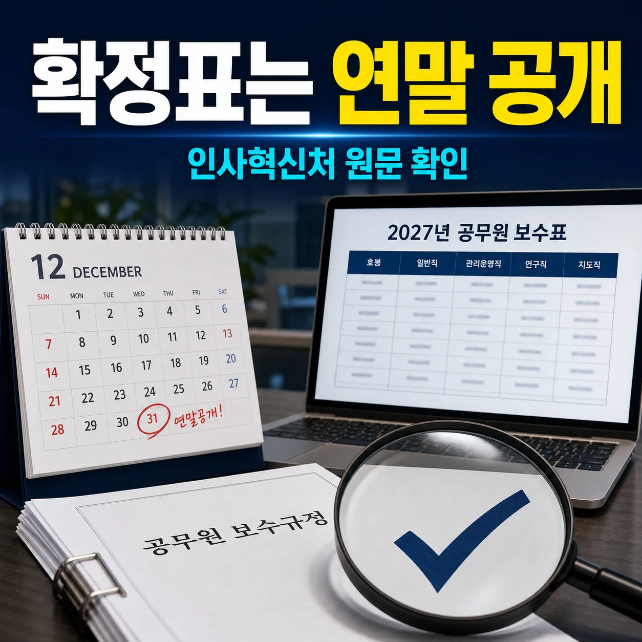 2027 공무원 봉급표 연말 공개 후 인사혁신처와 공무원보수규정 원문 확인 카드뉴스