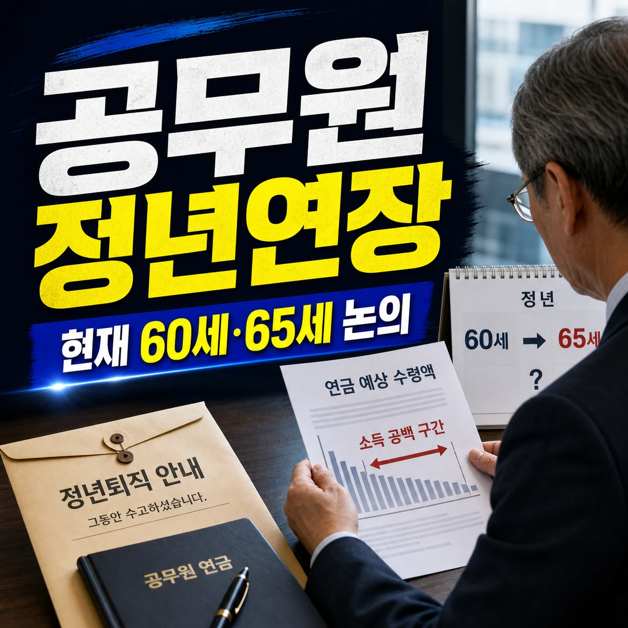 공무원 정년연장 65세 언제부터｜현재 60세라면 연금수령나이 소득공백 체크