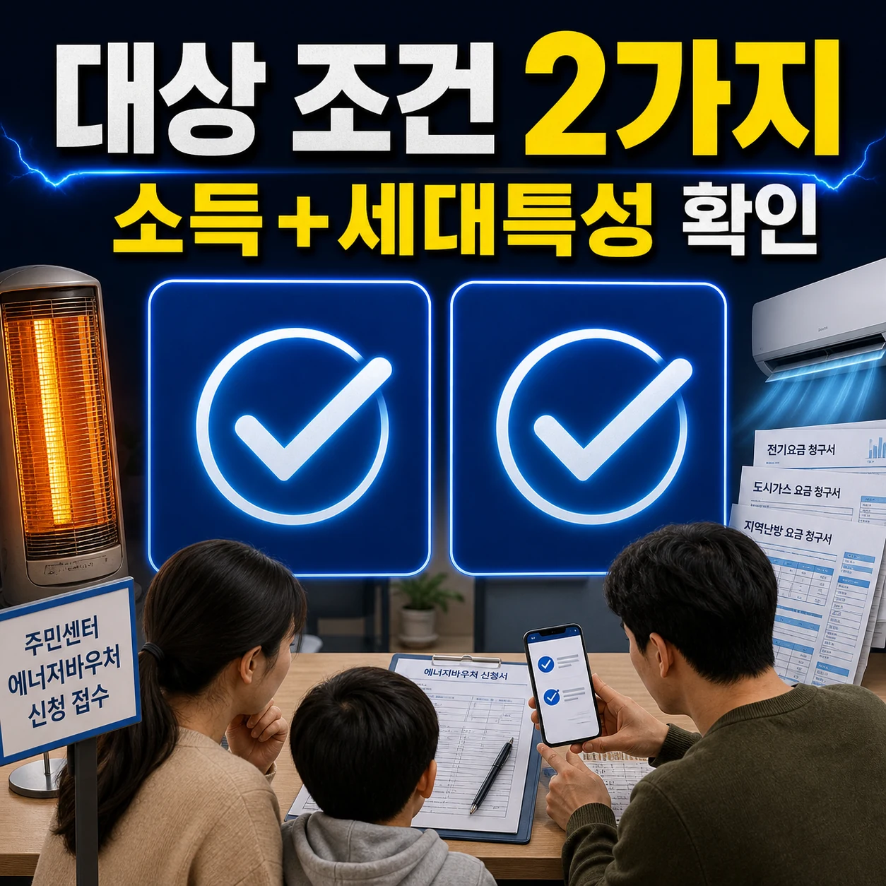 에너지바우처 대상 조건 소득기준 세대특성 확인 카드뉴스