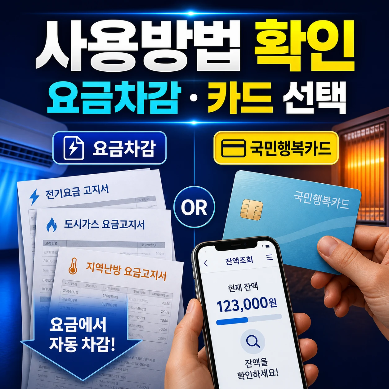에너지바우처 사용방법 요금차감 국민행복카드 잔액조회 카드뉴스