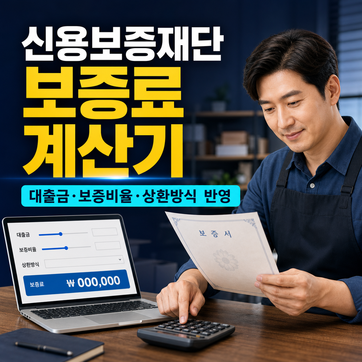 신용보증재단 보증료 계산기｜대출금·보증비율·거치기간·상환방식 반영
