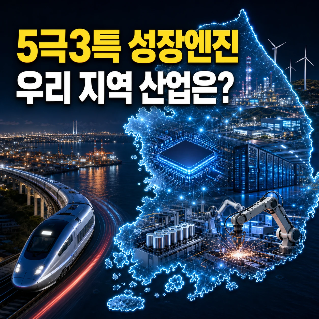 5극3특 성장엔진 국가균형성장 정책 선정, 지역 권역별 산업지도 7대 지원패키지 추진 전략