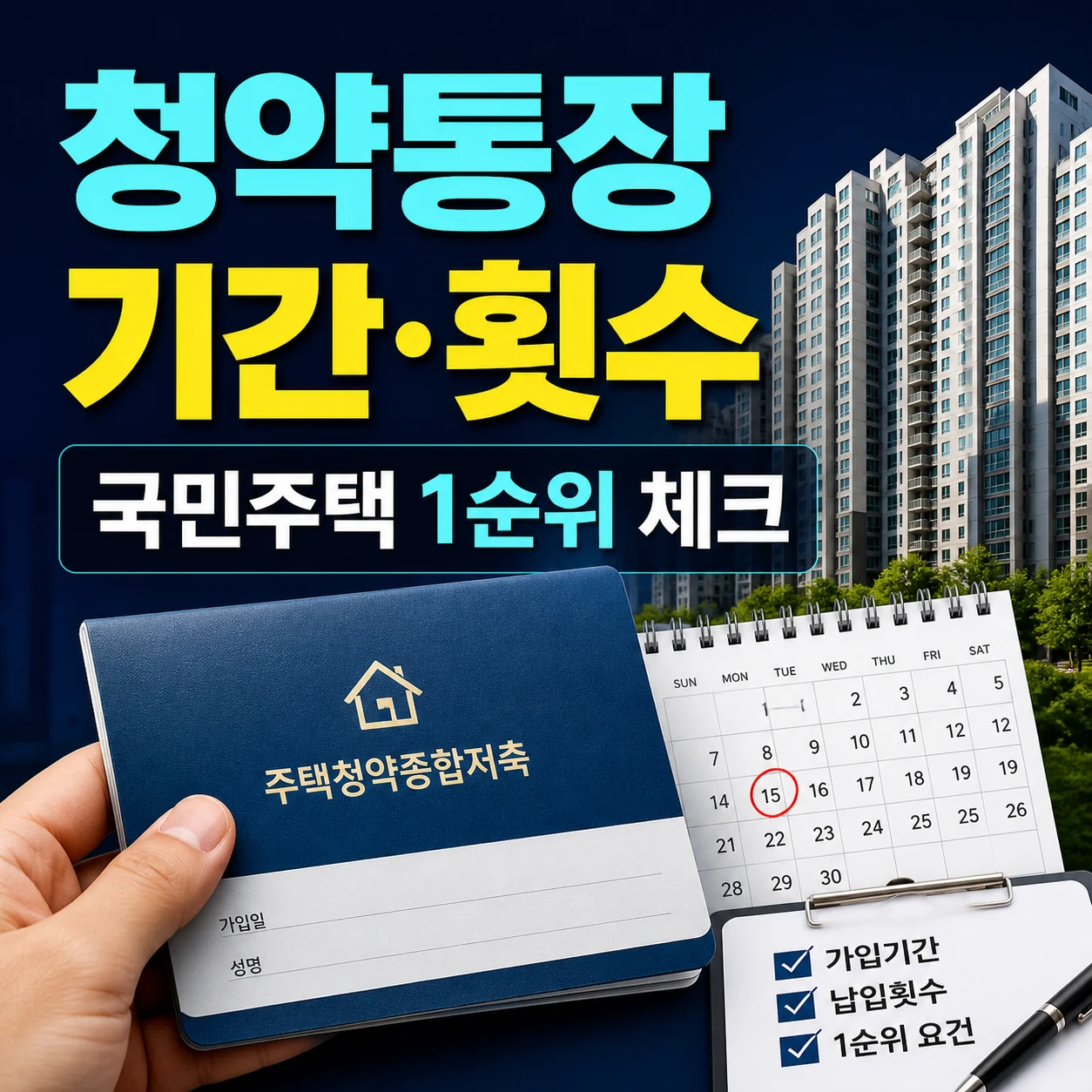 청약통장 가입기간 납입횟수 국민주택 1순위 체크 카드뉴스