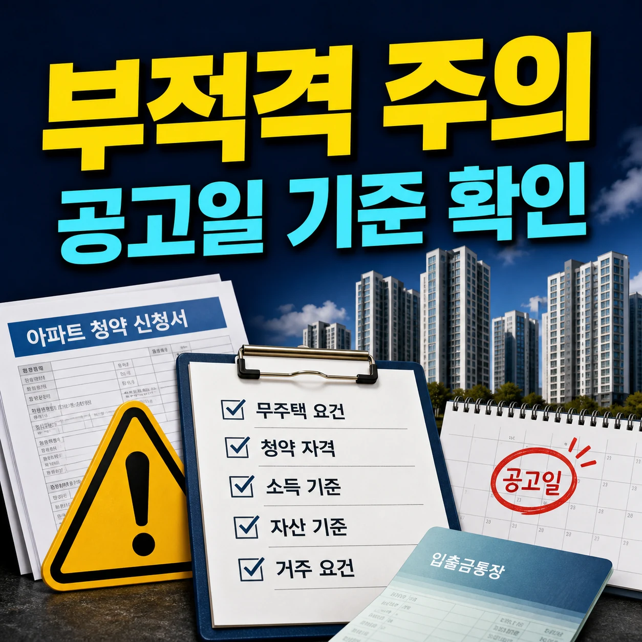 주택청약 부적격 주의 공고일 기준 확인 카드뉴스