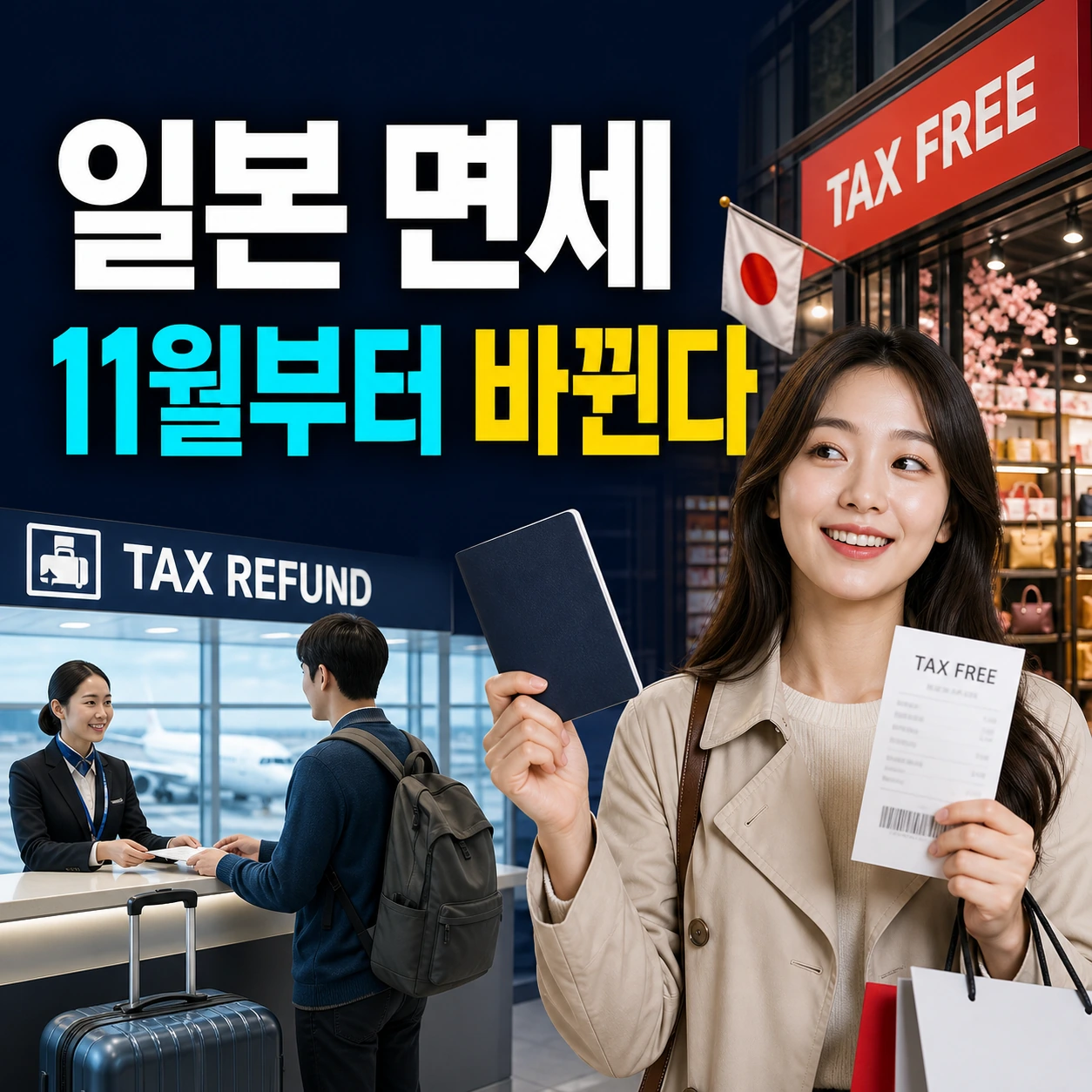 2026년 11월 일본 면세제도 변경 개편 시기, 5,000엔 조건 택스리펀 공항 환급 순서