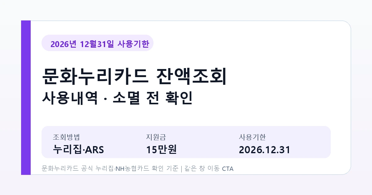 문화누리카드 잔액조회 12월31일 소멸 전｜사용내역 확인 방법