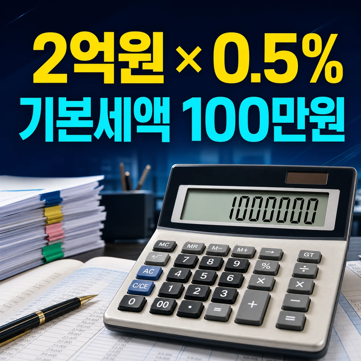 주민세 종업원분 과세급여 2억원에 표준세율 0.5%를 적용해 100만원을 계산하는 카드뉴스