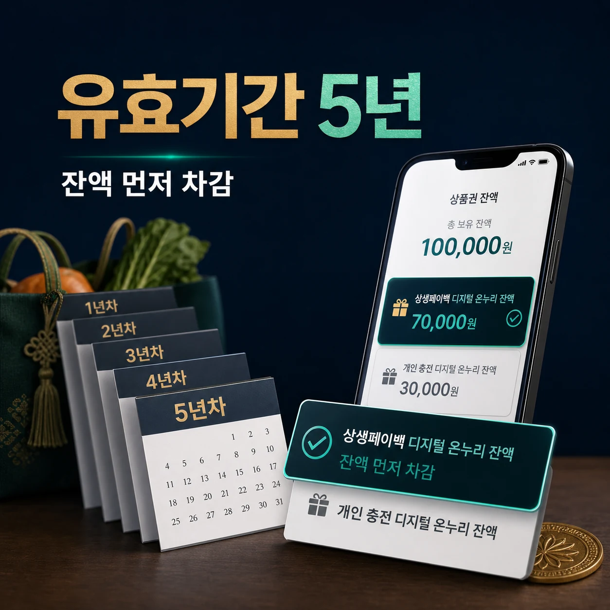 상생페이백 디지털 온누리상품권 유효기간 5년과 개인 충전금보다 먼저 잔액이 차감되는 순서 카드뉴스