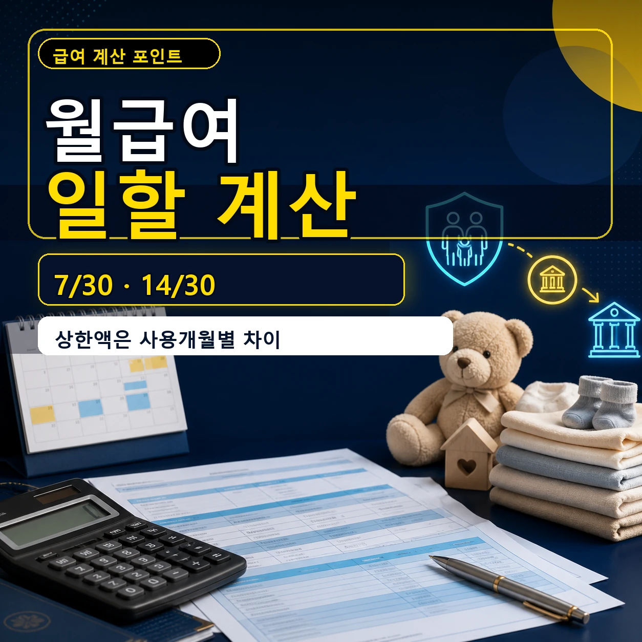 단기 육아휴직 급여 월급여 일할 계산 7일 14일 상한액 카드뉴스