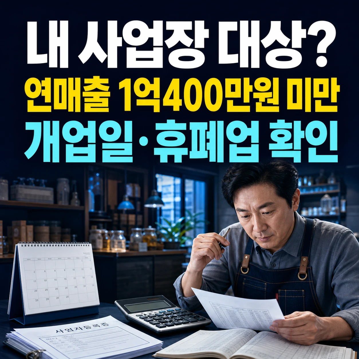 소상공인 경영안정 바우처 대상 연매출 1억400만원 미만 개업일 휴폐업 확인 카드뉴스