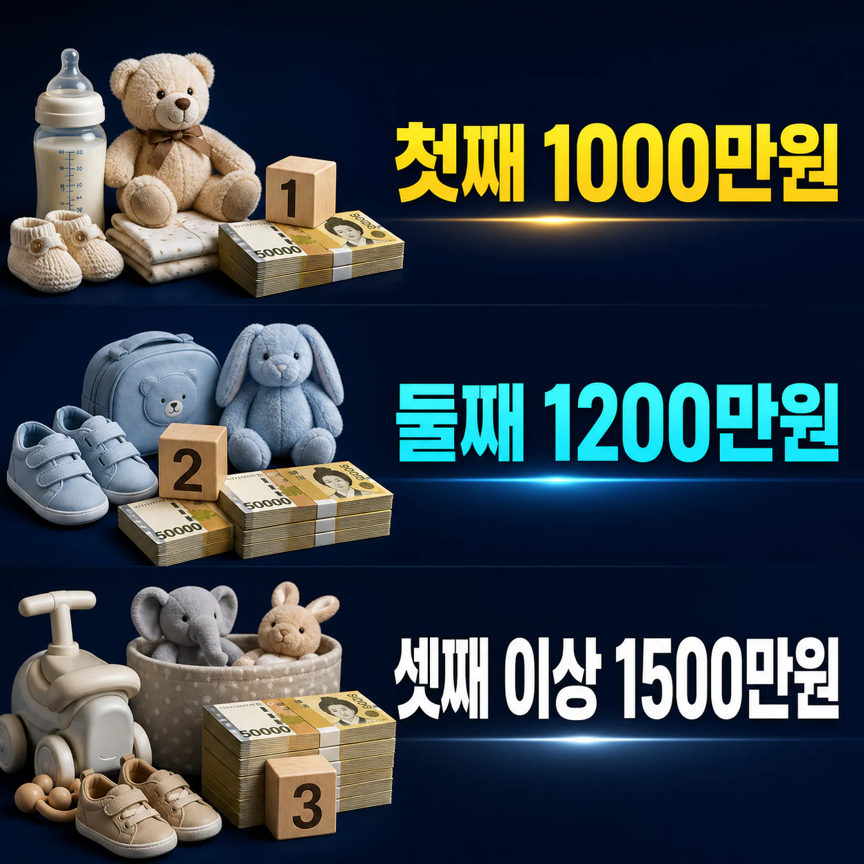 아이맞이지원금 첫째 1000만원 둘째 1200만원 셋째 이상 1500만원 카드뉴스