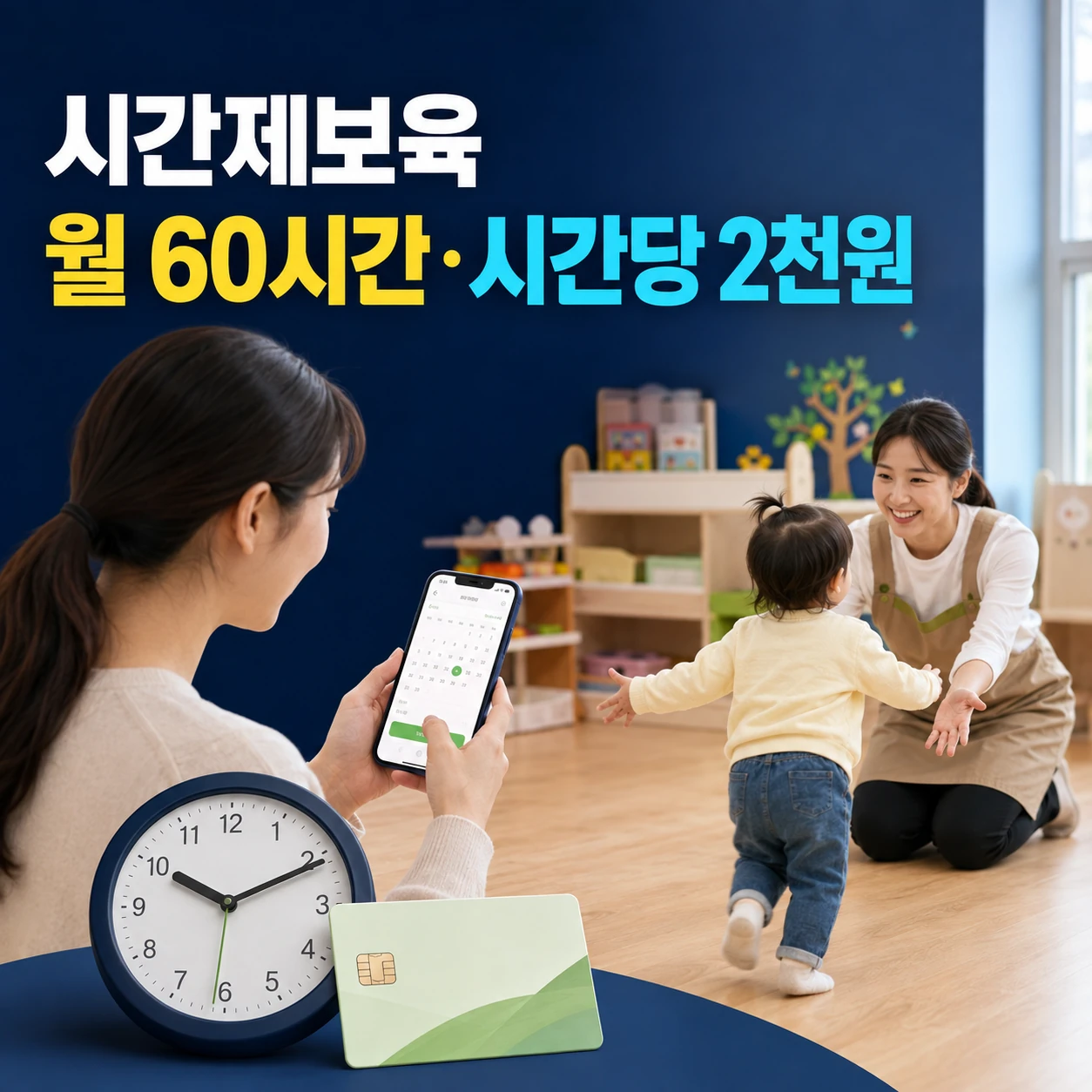 2026 시간제보육 월 60시간과 시간당 부모부담 2천원 안내 카드뉴스
