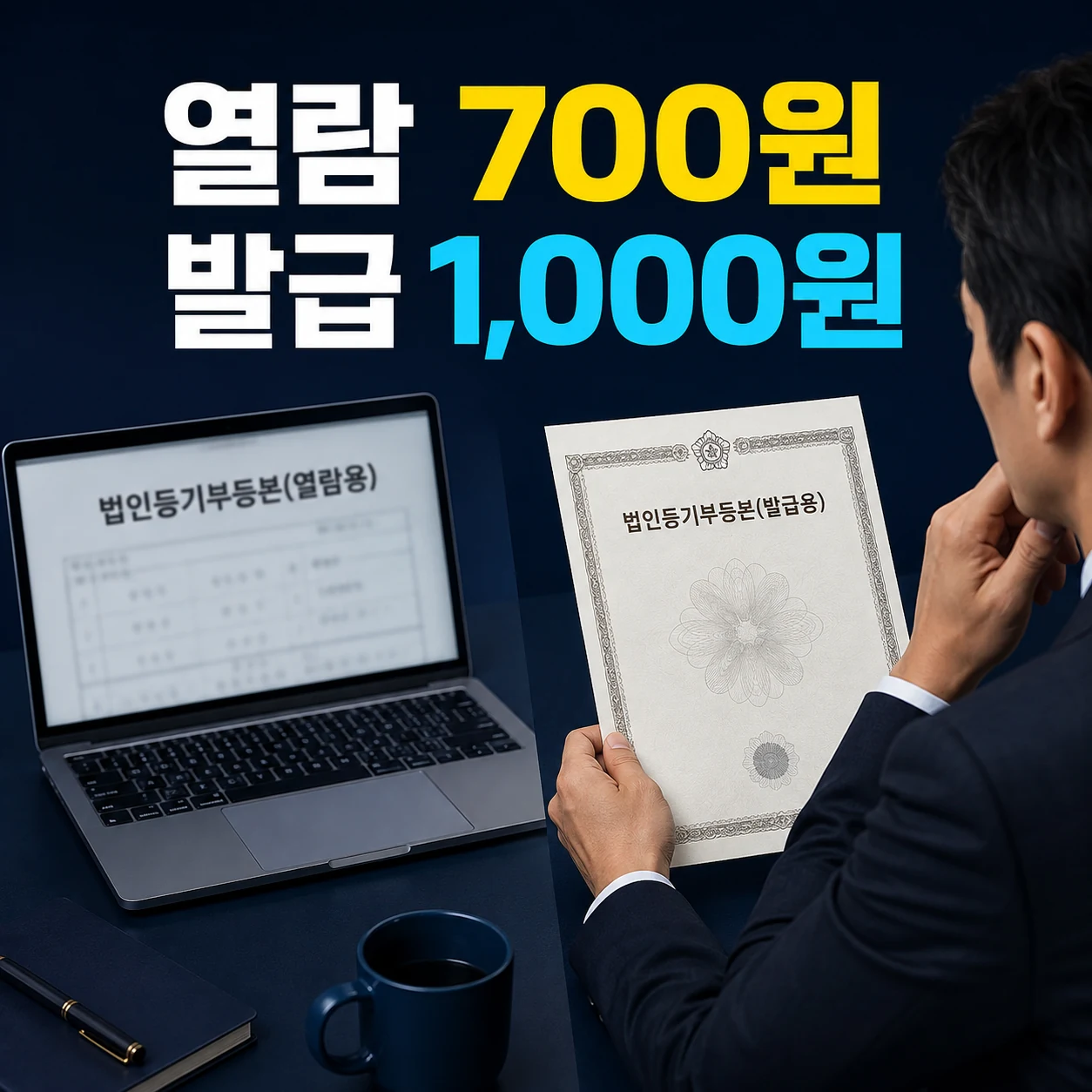 법인등기부등본 인터넷 열람 700원 발급 1000원 차이 카드뉴스