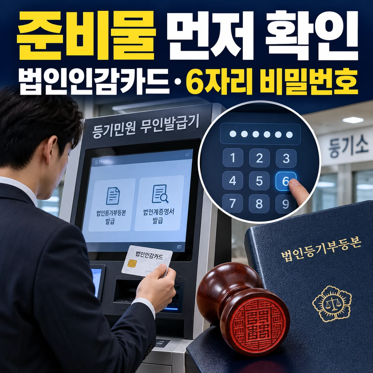 법인인감증명서 무인발급기 준비물 법인인감카드 6자리 비밀번호 카드뉴스