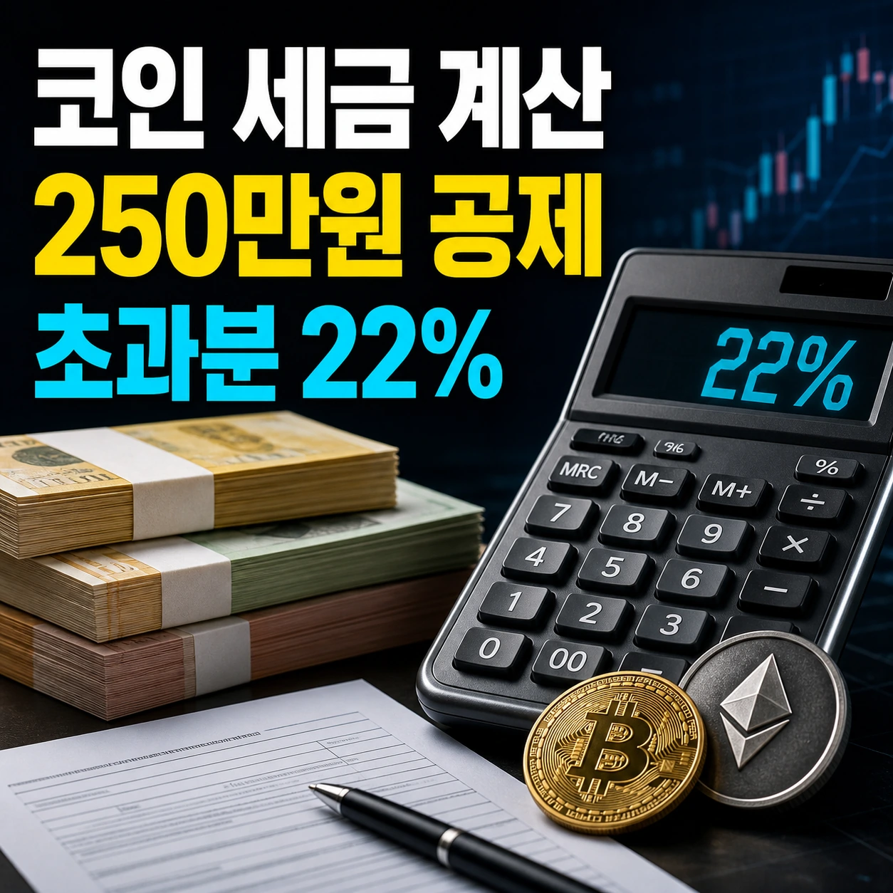 2027 코인 세금 연 250만원 기본공제와 지방소득세 포함 22퍼센트 계산법 카드뉴스