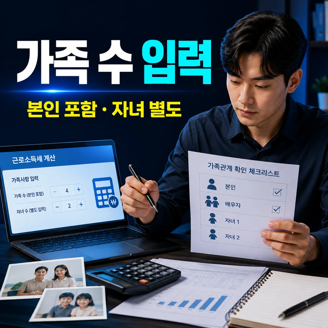 근로소득 간이세액표 가족 수 본인 포함 자녀 수 별도 입력 카드뉴스