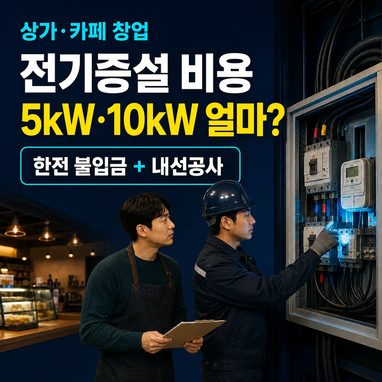 전기증설 비용 5kW 10kW 얼마? 상가 카페 한전 시설부담금 불입금 계약전력 내선공사 신청 견적 계산