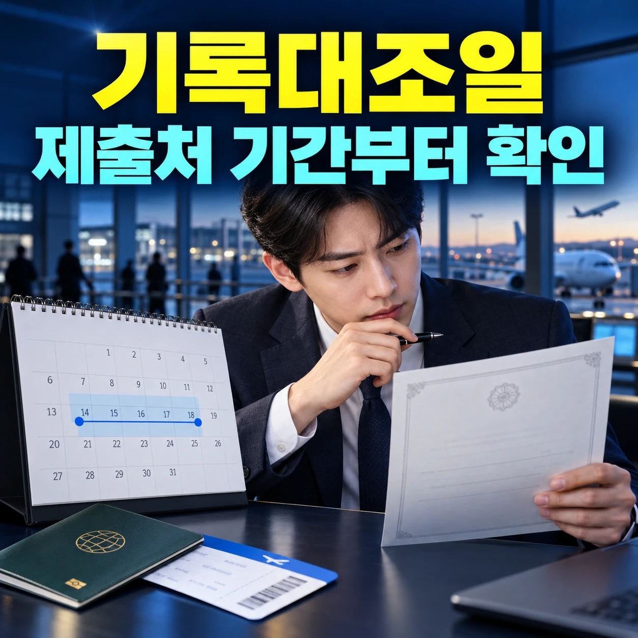 출입국사실증명서 기록대조일과 제출처 요구 기간을 확인하는 카드뉴스
