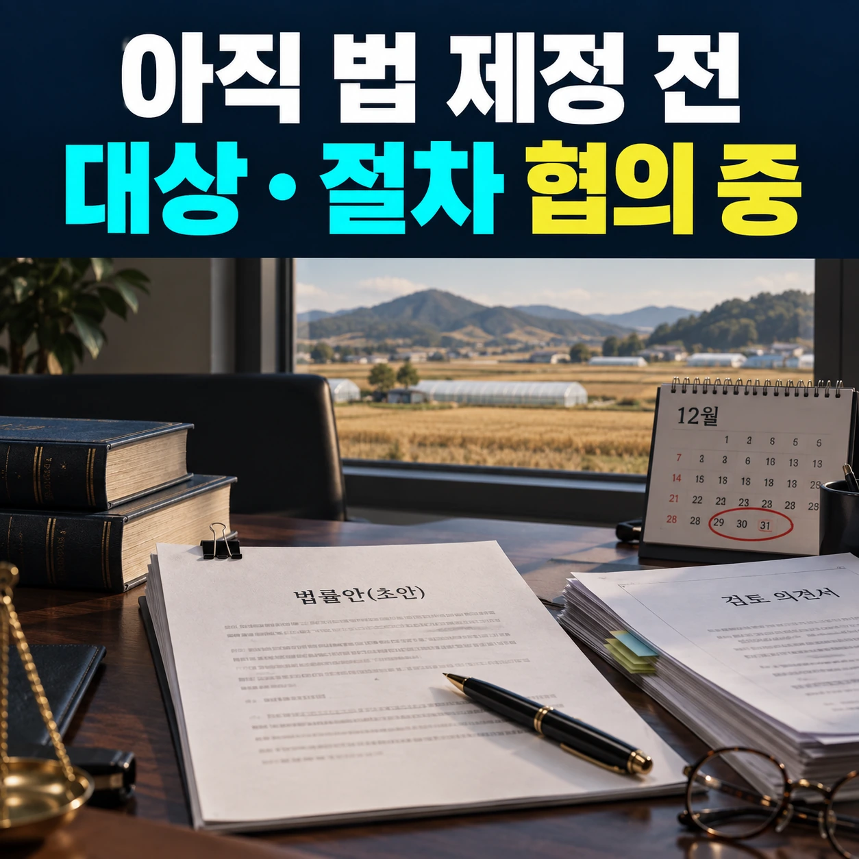 당정 농지 특별법이 아직 제정 전이며 대상과 절차를 협의 중임을 보여주는 법안 자료