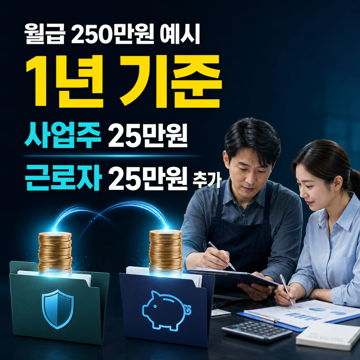 푸른씨앗 퇴직연금 월급 250만원 사업주 지원과 근로자 추가적립 계산 카드뉴스