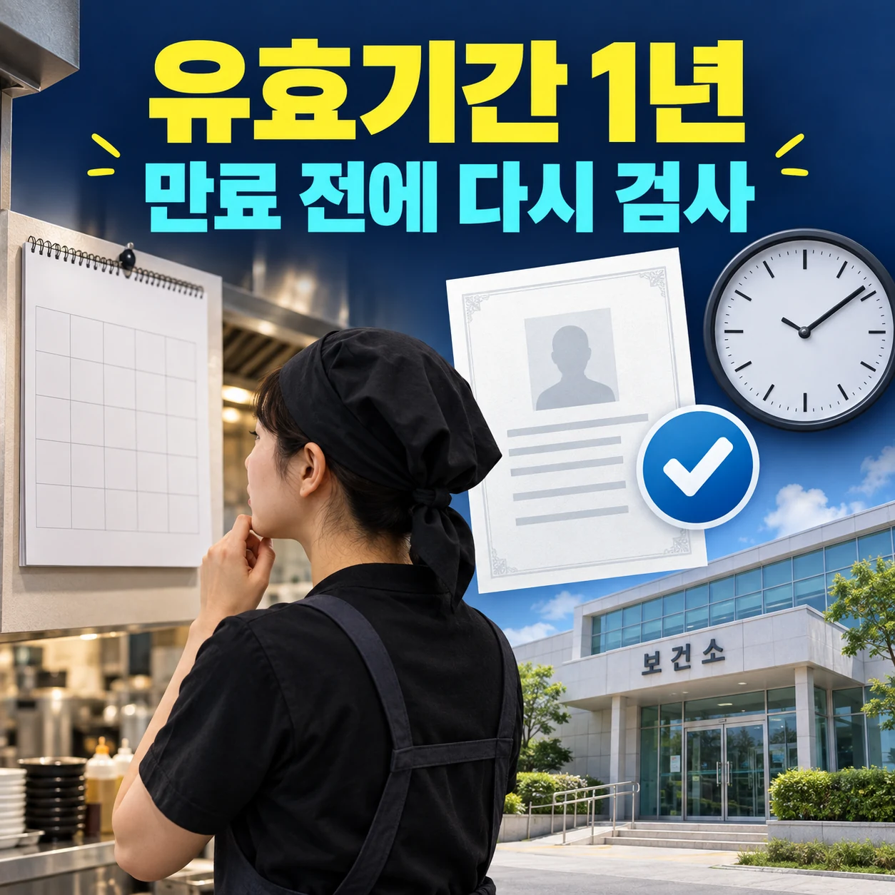 보건증 유효기간 1년과 만료 전 재검사 시점 확인 카드뉴스