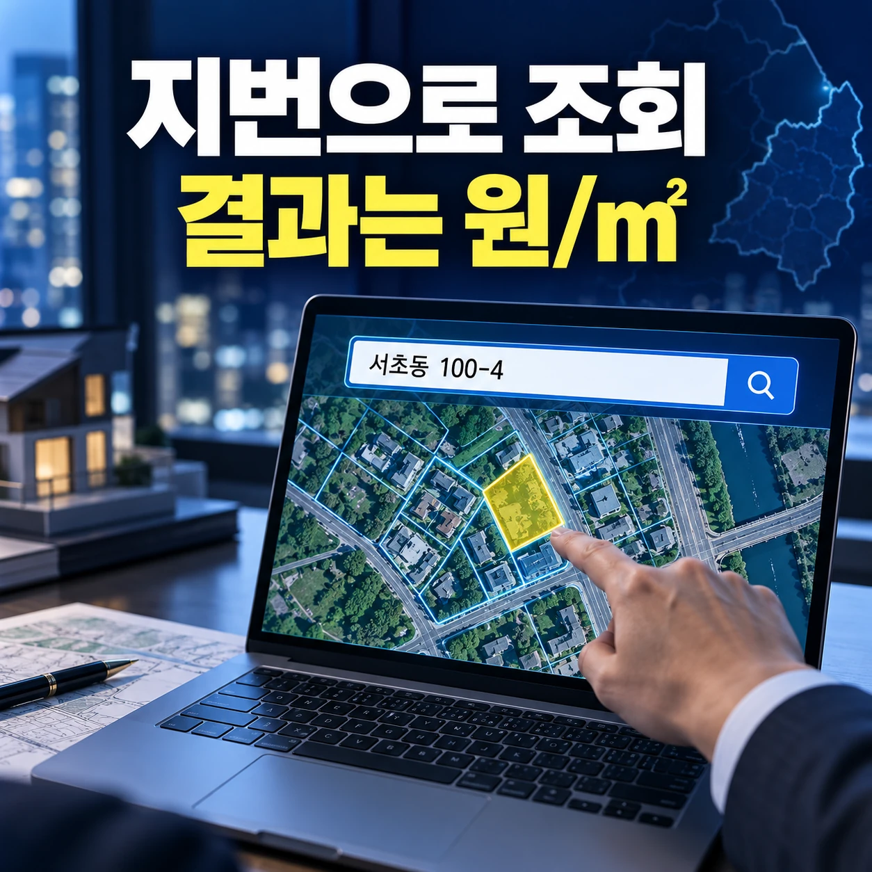개별공시지가 조회에서 토지 지번과 원제곱미터 가격을 확인하는 카드뉴스
