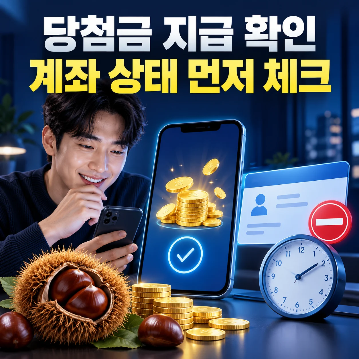 케이뱅크 밤송이 당첨금 지급과 계좌 상태 확인 카드뉴스