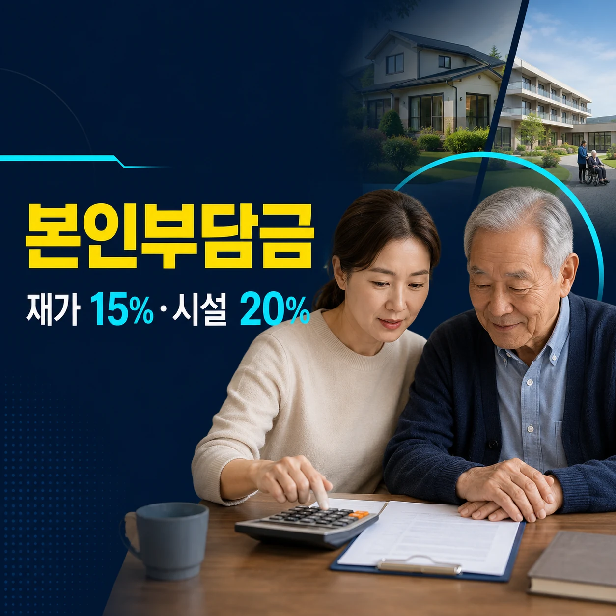 장기요양 재가급여 15퍼센트 시설급여 20퍼센트 본인부담금 계산 카드뉴스