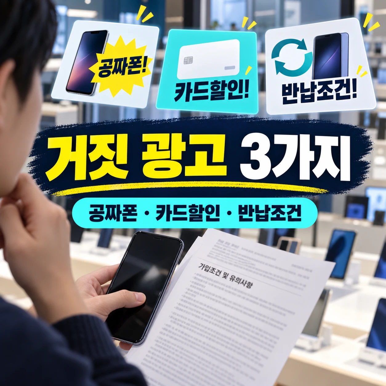 공짜폰 카드할인 중고폰 반납조건으로 휴대전화 거짓 광고를 구별하는 소비자