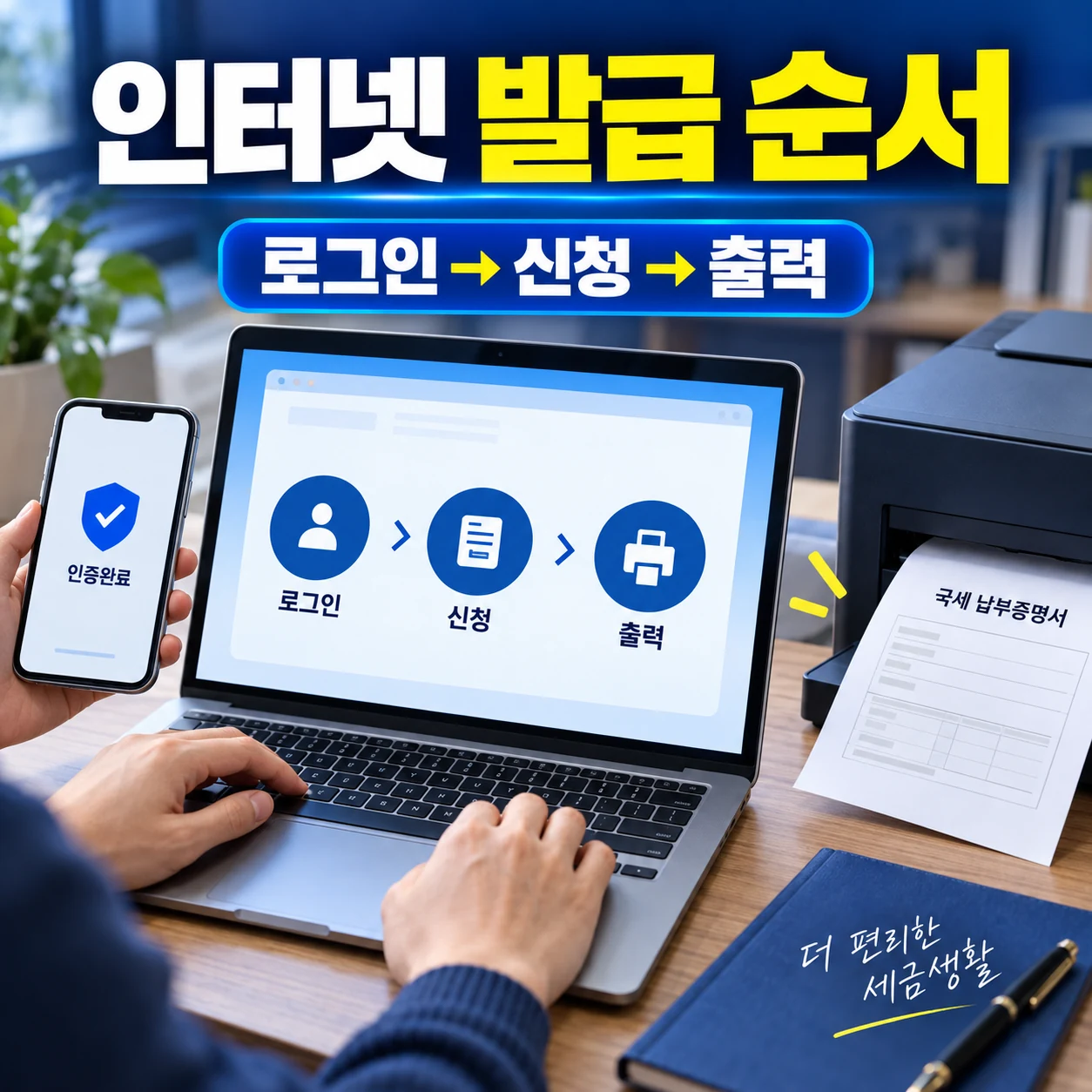 국세완납증명서 홈택스 인터넷 발급 로그인 신청 출력 순서 카드뉴스