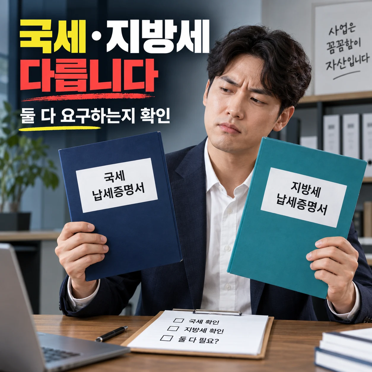 국세 납세증명서와 지방세 납세증명서 차이 확인 카드뉴스