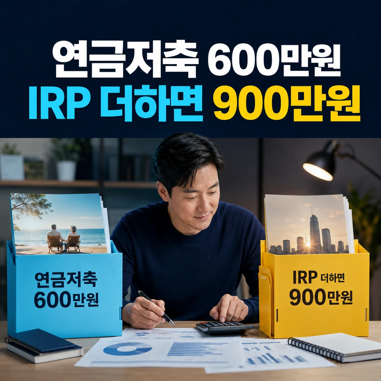 연금저축 600만원과 IRP 합산 900만원 납입 배분 카드뉴스
