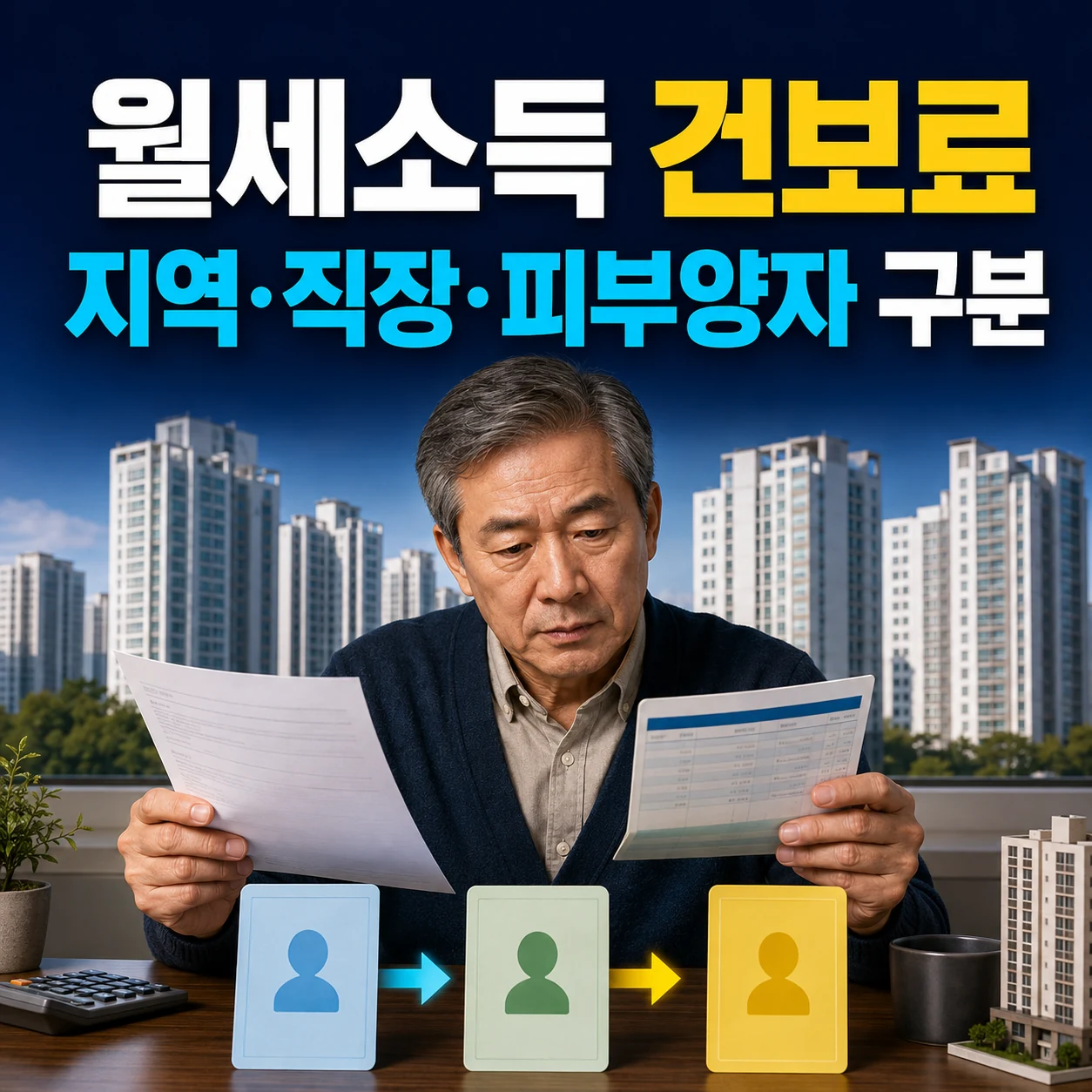 은퇴 후 월세소득 건강보험료 지역가입자 직장가입자 피부양자 비교 카드뉴스