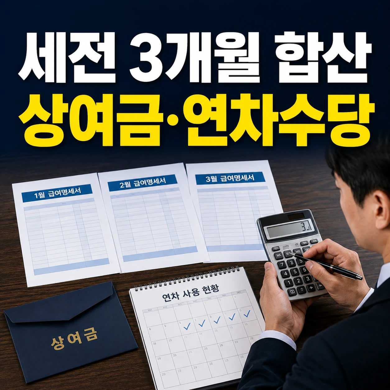 퇴직금 계산방법 세전 3개월 임금과 상여금 연차수당 합산 카드뉴스