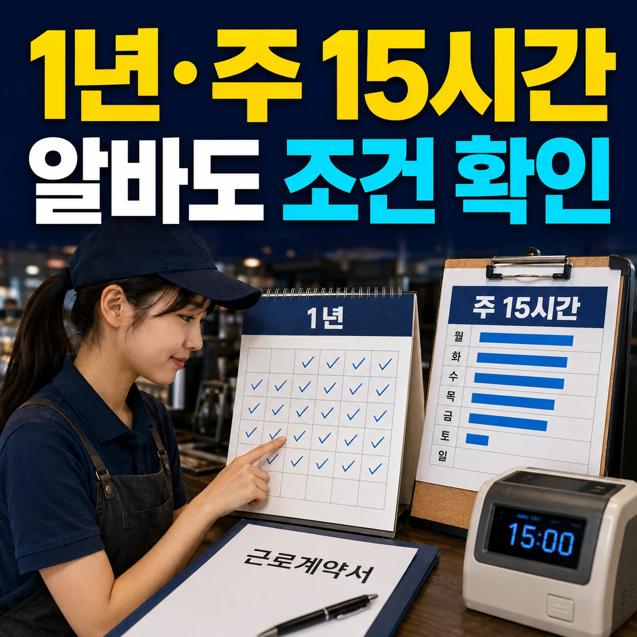 알바 퇴직금 조건 1년 이상과 주 평균 15시간 확인 카드뉴스