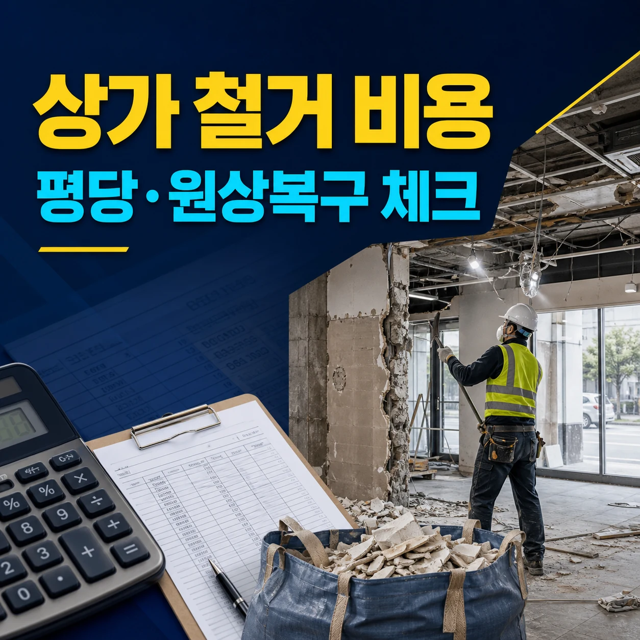 2026 상가 철거 비용 평당 얼마? 10 20 30평 원상복구 폐기물 인테리어 철거비 정부 지원
